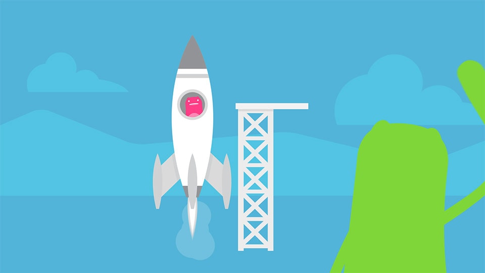 A rocket in a motion graphics explainer video