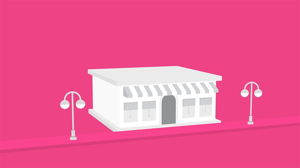 A 3D animated building in a motion graphics explainer video