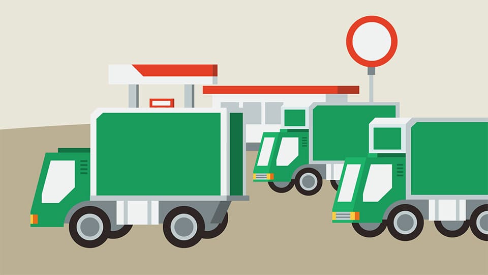 An animated truck in a motion graphics explainer