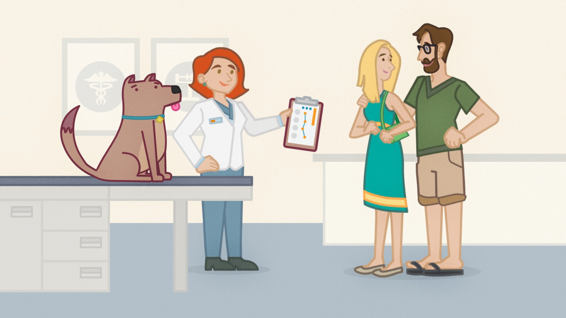 Illustrated characters in a motion graphics explainer video
