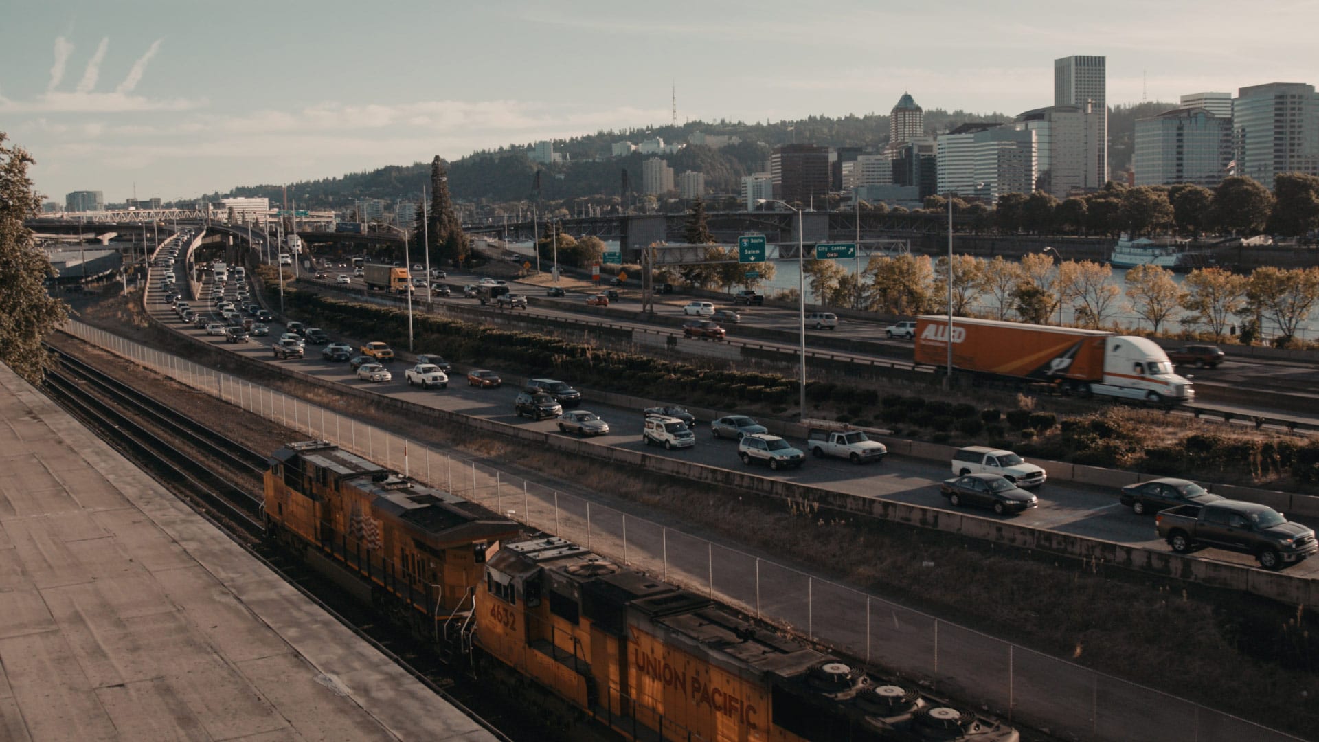 A shot of a busy highway in a branded documentary
