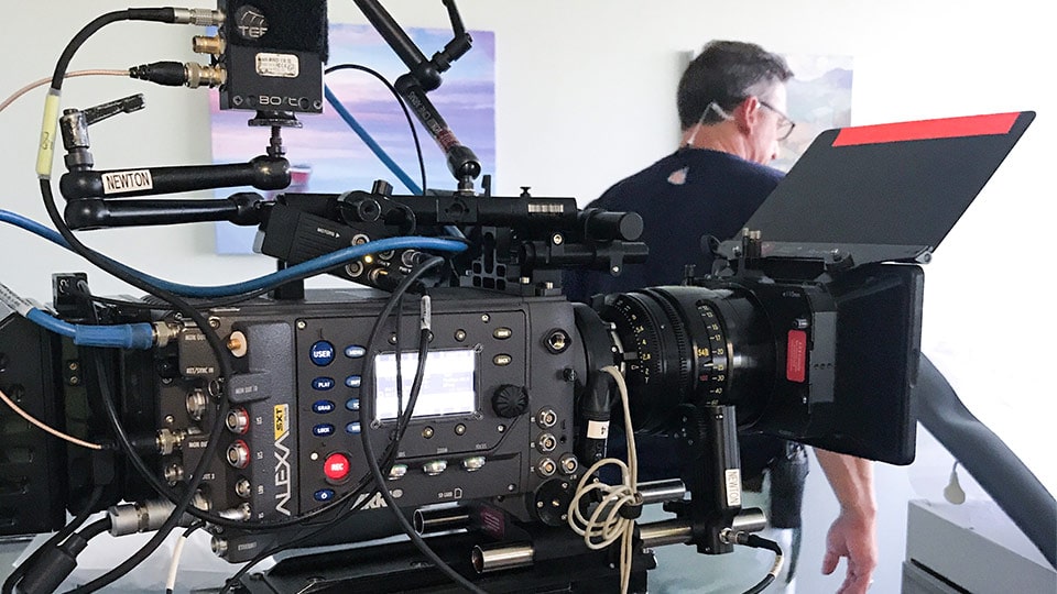 A digital cinema camera being used for a broadcast commercial