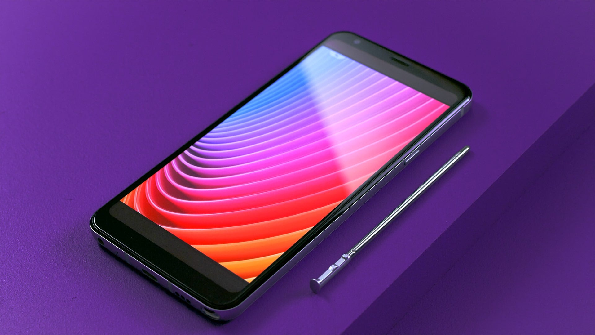 A art directed hero shot of a LG smartphone in a product promo video